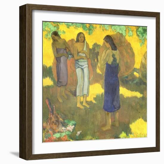 Three Tahitian Women Against a Yellow Background, 1899-Paul Gauguin-Framed Giclee Print