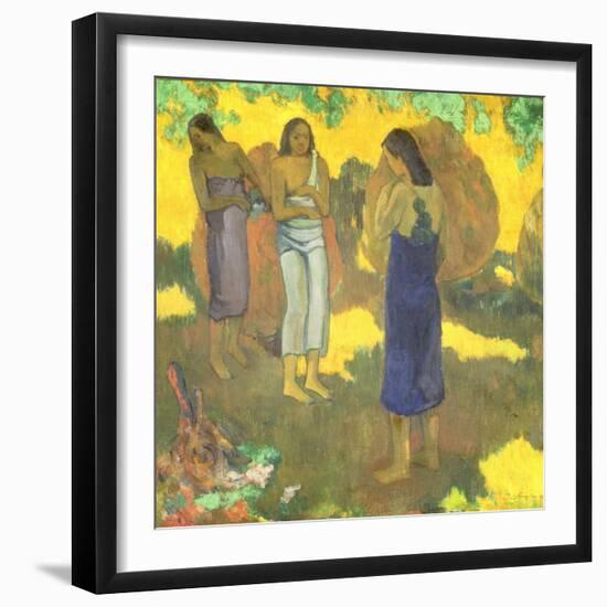 Three Tahitian Women Against a Yellow Background, 1899-Paul Gauguin-Framed Giclee Print