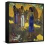 Three Tahitian Women Against a Yellow Background-Paul Gauguin-Framed Stretched Canvas