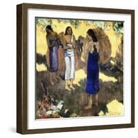 Three Tahitian Women Against a Yellow Background-Paul Gauguin-Framed Giclee Print