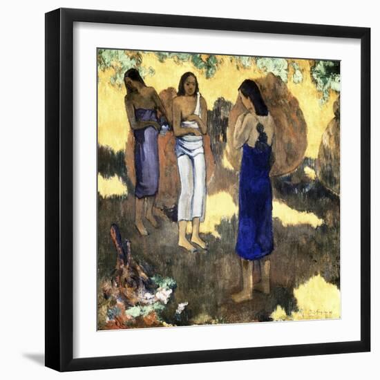 Three Tahitian Women Against a Yellow Background-Paul Gauguin-Framed Giclee Print