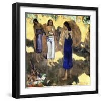 Three Tahitian Women Against a Yellow Background-Paul Gauguin-Framed Giclee Print