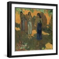 Three Tahitian Women Against a Yellow Background-Paul Gauguin-Framed Giclee Print