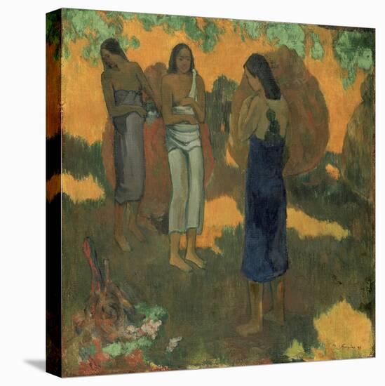 Three Tahitian Women Against a Yellow Background-Paul Gauguin-Stretched Canvas