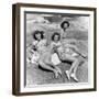 Three Teenage Girls (16-18) Sunbathing on Rocks, Portrait (B&W)-Hulton Archive-Framed Photographic Print