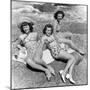 Three Teenage Girls (16-18) Sunbathing on Rocks, Portrait (B&W)-Hulton Archive-Mounted Photographic Print