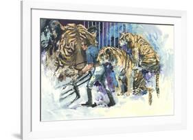 Three Tigers in the Circus-Wayland Moore-Framed Serigraph