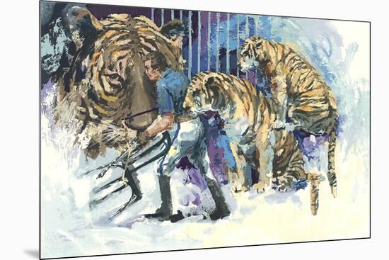 Three Tigers in the Circus-Wayland Moore-Mounted Serigraph