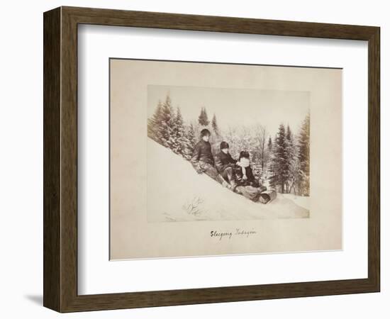 Three Tobogganers on a Snowy Hill, 1873-Alexander Henderson-Framed Giclee Print