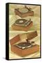 Three Turntables, Retro-null-Framed Stretched Canvas