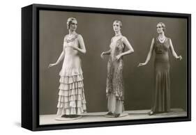 Three Twenties Mannequins in Long Dresses-null-Framed Stretched Canvas