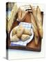 Three Types of Bread on a Tray-Peter Medilek-Stretched Canvas