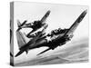 Three US Navy Dauntless Dive Bombers on a Fighting Mission in the Pacific, 1943-null-Stretched Canvas