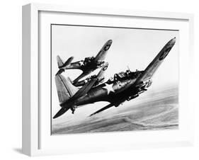 Three US Navy Dauntless Dive Bombers on a Fighting Mission in the Pacific, 1943-null-Framed Photo