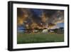 Three Utahraptors Running across Prehistoric Grasslands-null-Framed Art Print