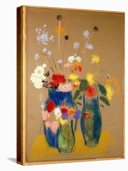 Three Vases of Flowers, C.1908-10-Odilon Redon-Stretched Canvas
