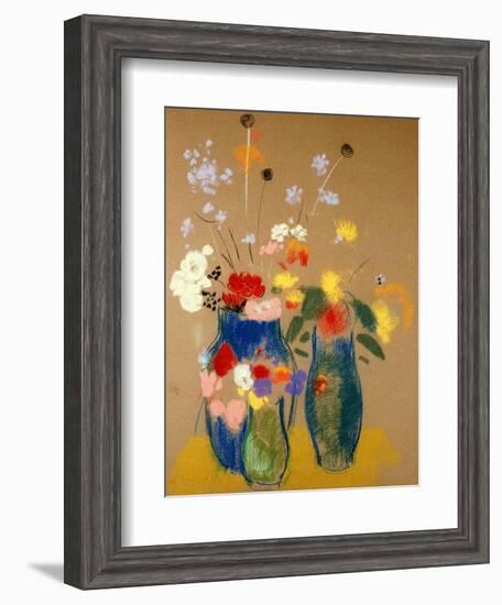 Three Vases of Flowers-Odilon Redon-Framed Giclee Print