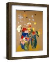 Three Vases of Flowers-Odilon Redon-Framed Giclee Print