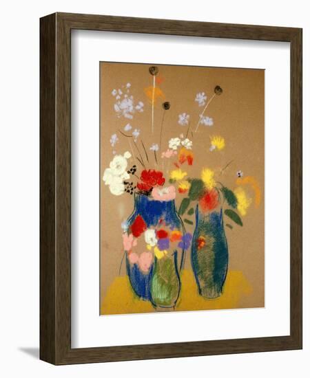 Three Vases of Flowers-Odilon Redon-Framed Giclee Print