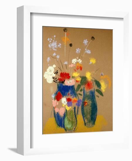 Three Vases of Flowers-Odilon Redon-Framed Giclee Print