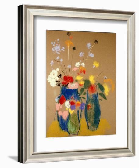 Three Vases of Flowers-Odilon Redon-Framed Giclee Print