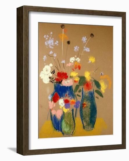 Three Vases of Flowers-Odilon Redon-Framed Giclee Print