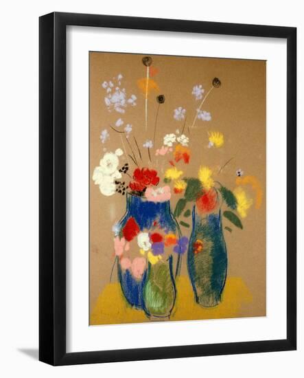 Three Vases of Flowers-Odilon Redon-Framed Giclee Print