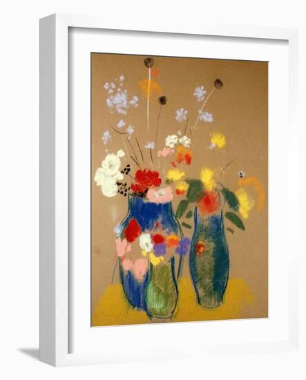 Three Vases of Flowers-Odilon Redon-Framed Giclee Print