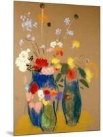 Three Vases of Flowers-Odilon Redon-Mounted Giclee Print