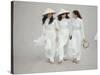 Three Vietnamese Young Women in White Fashion Walking Down the Street-Co Rentmeester-Stretched Canvas