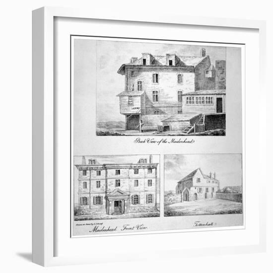 Three Views of Toten Hall, Tottenham Court Road, St Pancras, London, C1810-George Scharf-Framed Giclee Print