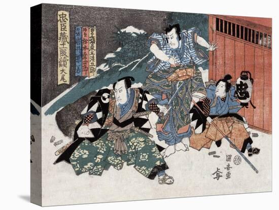 Three Warriors, Japanese Wood-Cut Print-Lantern Press-Stretched Canvas