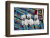 Three Westies sitting on Southwestern blanket-Zandria Muench Beraldo-Framed Photographic Print