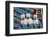 Three Westies sitting on Southwestern blanket-Zandria Muench Beraldo-Framed Photographic Print