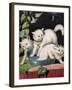 Three White Cats and Tub-Louis Wain-Framed Giclee Print