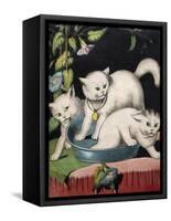 Three White Cats and Tub-Louis Wain-Framed Stretched Canvas