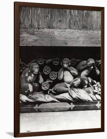 Three Wise Monkeys Sculpture at Toshugu Shrine-null-Framed Photographic Print