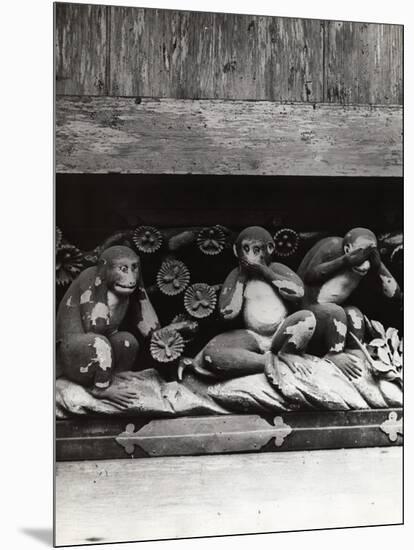 Three Wise Monkeys Sculpture at Toshugu Shrine-null-Mounted Photographic Print