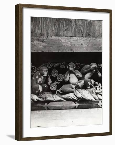 Three Wise Monkeys Sculpture at Toshugu Shrine-null-Framed Photographic Print