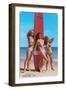 Three Woman Surfers in Bikinis Greetings from Ventura-null-Framed Art Print