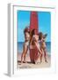 Three Woman Surfers in Bikinis Greetings from Ventura-null-Framed Art Print