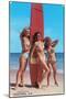 Three Woman Surfers in Bikinis Greetings from Ventura-null-Mounted Art Print