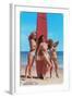 Three Woman Surfers in Bikinis Greetings from Ventura-null-Framed Art Print
