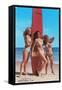 Three Woman Surfers in Bikinis Greetings from Ventura-null-Framed Stretched Canvas