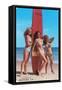 Three Woman Surfers in Bikinis Greetings from Ventura-null-Framed Stretched Canvas