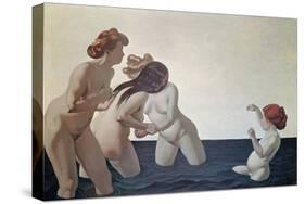 Three Women and a Young Girl Playing in the Water, 1907-Félix Vallotton-Stretched Canvas