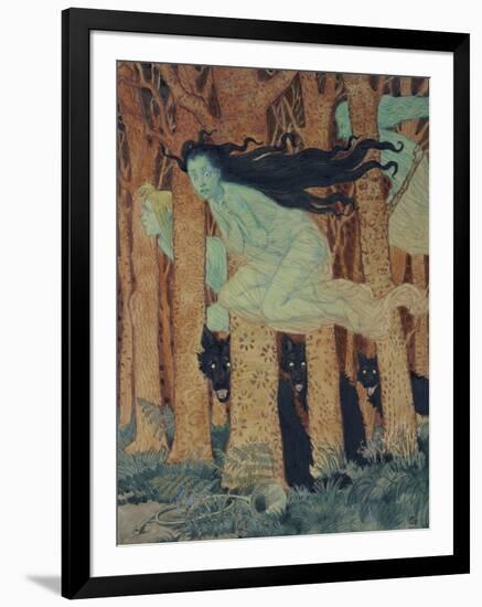Three Women and Three Wolves-Eugene Grasset-Framed Giclee Print