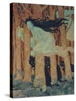 Three Women and Three Wolves-Eugene Grasset-Stretched Canvas