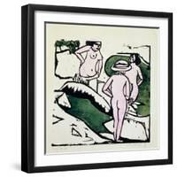 Three Women Bathing, 1911-12-Ernst Ludwig Kirchner-Framed Giclee Print