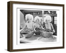 Three Women Bowls of Donuts-null-Framed Art Print